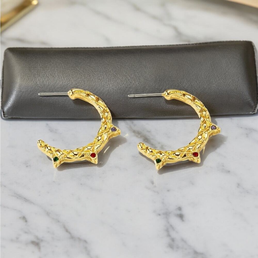 NEW 18K yellow gold plated CZ hoop drop earrings jewelry B22A